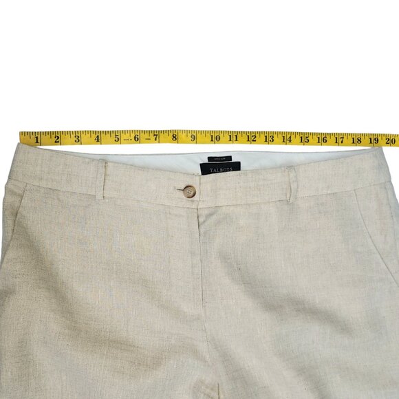 Talbots Windsor Curvy Wide Leg Linen Pants Women Trousers Size 16 Neutral Tan - Picture 7 of 13